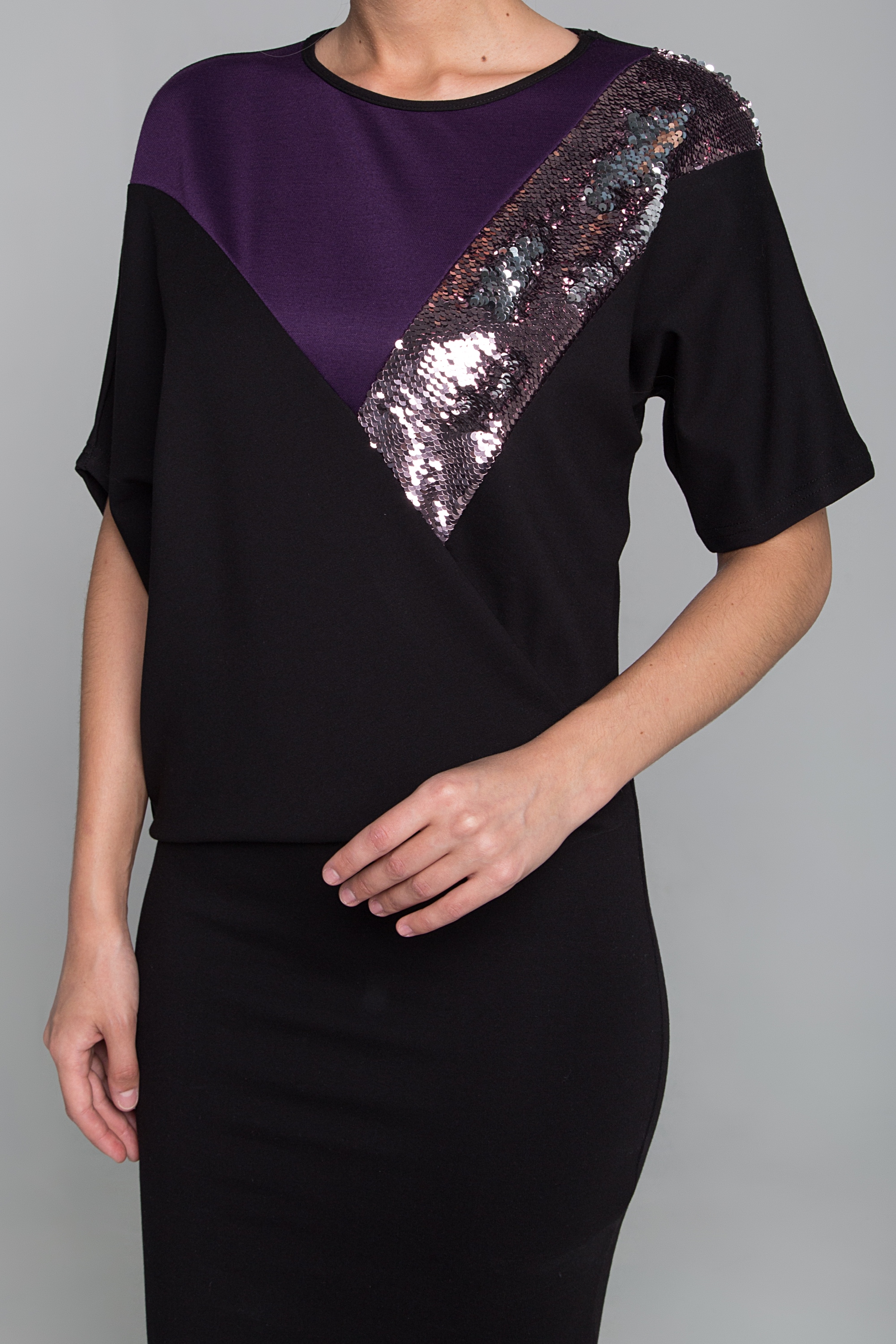 Платье 0198-01-13-01 Черно-фиолетовый