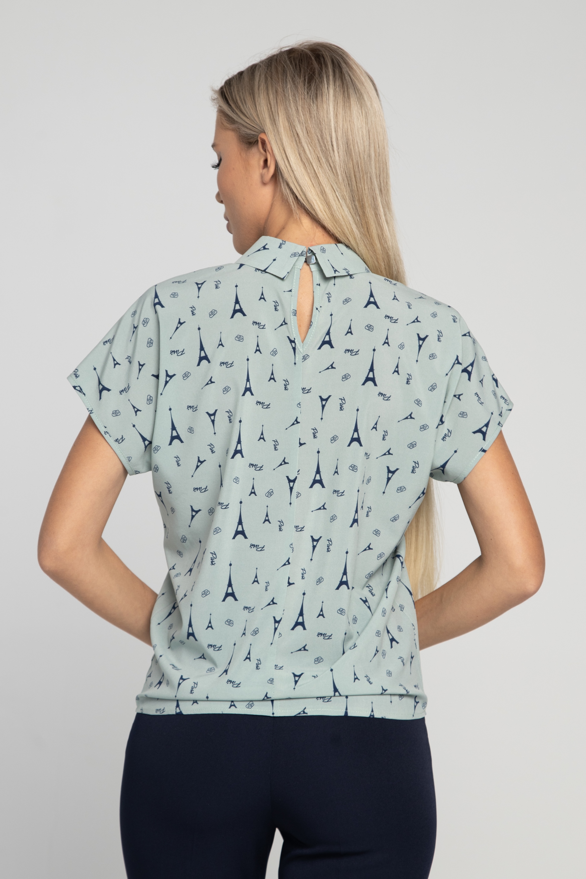 Блуза прямого силуэта с рукавами летучая мышь. 0266-01-27-15-01
