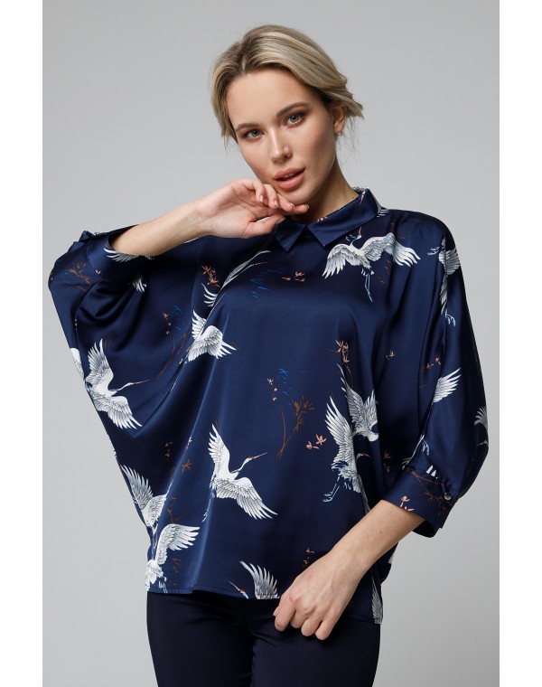 Блуза прямого силуэта с рукавами летучая мышь. 0030-01-27-30-17