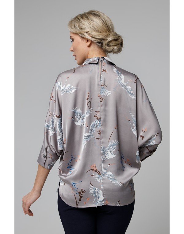 Блуза прямого силуэта с рукавами летучая мышь. 0030-01-27-43-105