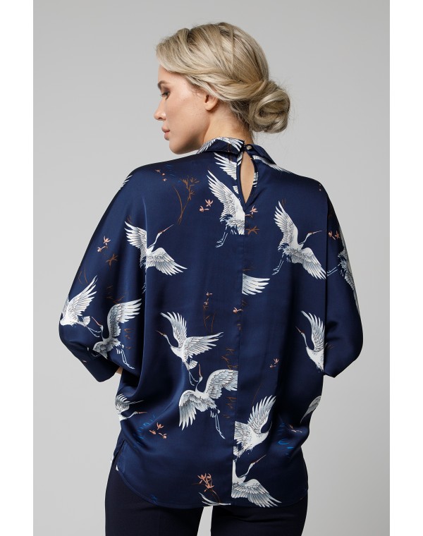 Блуза прямого силуэта с рукавами летучая мышь. 0030-01-27-39-03