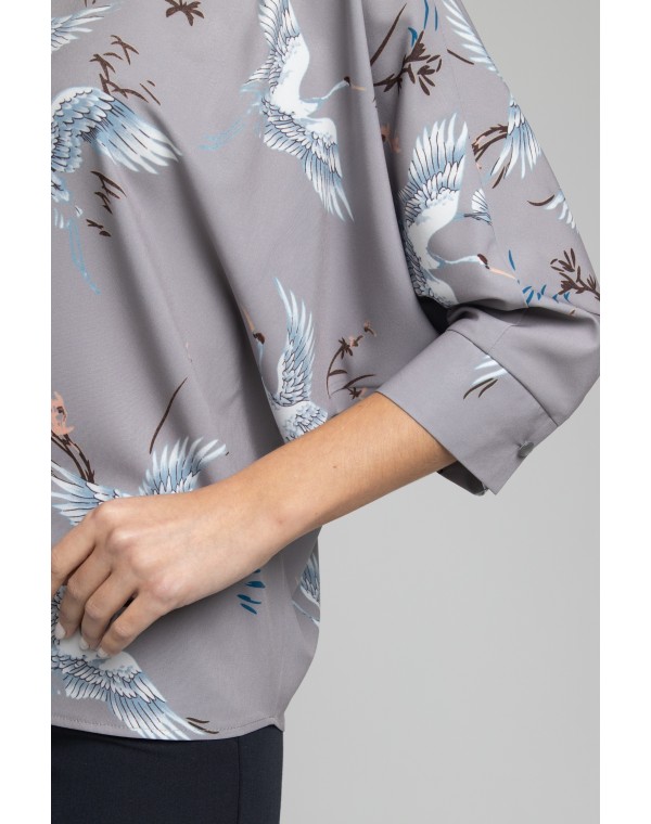 Блуза прямого силуэта с рукавами летучая мышь. 0030-01-27-48-26