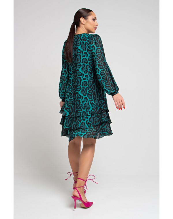 Платье 0148-04-02-23 Леопард зеленый